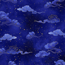 Load image into Gallery viewer, Timeless Treasures - Moonlight - Wave Clouds Metallic - 1/2 YARD CUT