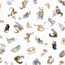 Load image into Gallery viewer, Maywood Studio - Whiskers & Paws - Tossed Cats White - 1/2 YARD CUT