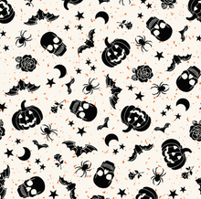 Load image into Gallery viewer, Maywood Studios - Goth Gardens - Floating Pumpkins and Skulls - 1/2 YARD CUT