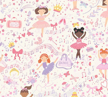 Load image into Gallery viewer, Andover Prints - Makower UK - Dance Class - Recital - Cream - 1/2 YARD CUT