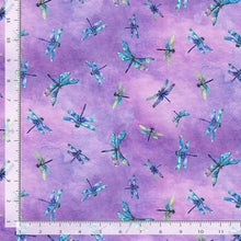 Load image into Gallery viewer, Timeless Treasures - Dragonfly Mist - Flying Dragonflies - Lavender - 1/2 YARD CUT