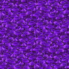 Load image into Gallery viewer, Timeless Treasures - Electric Ocean - Bioluminescente Mushrooms Purple - 1/2 YARD CUT