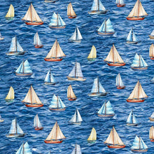 Load image into Gallery viewer, Timeless Treasures - Beacon of Light - Sailboats in the Sea - 1/2 YARD CUT