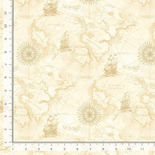 Load image into Gallery viewer, Timeless Treasures - Beacon of Light - Natural Sea Map - 1/2 YARD CUT