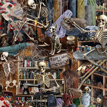 Load image into Gallery viewer, Timeless Treasures - Blood Sweat Shears - Skeletons - 1/2 YARD CUT
