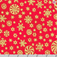 Load image into Gallery viewer, Robert Kaufman - Holiday Flourish Peppermint Twist - Snowflakes - Scarlet - 1/2 YARD CUT