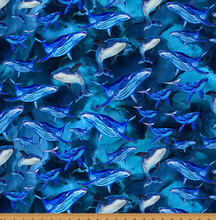 Load image into Gallery viewer, Hoffman - Whale Song - Whales - Deep Blue - 1/2 YARD CUT