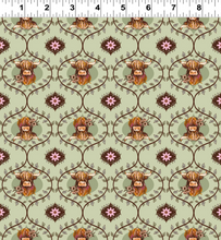 Load image into Gallery viewer, Clothworks - Coneflower Corral - Highland Cows - 1/2 YARD CUT