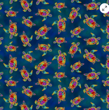Load image into Gallery viewer, Clothworks - Oceania - Turtles - Dark Sky Gold Metallic - 1/2 YARD CUT