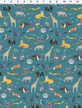 Load image into Gallery viewer, Clothworks - Our World - Digital Animals - Dark Sky - 1/2 YARD CUT
