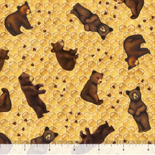 Load image into Gallery viewer, QT Fabrics - Sweet as Honey - Bear and Honeycomb Toss - 1/2 YARD CUT