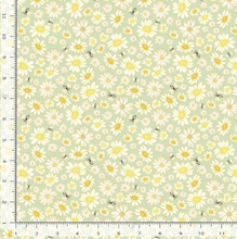 Load image into Gallery viewer, Timeless Treasures - Home Sweet Home - Tossed Flowers and Bees Sage - 1/2 YARD CUT