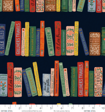 Load image into Gallery viewer, Rifle Paper Co - Cotton Linen Canvas - Curio Book Club Navy - 1/2 YARD CUT