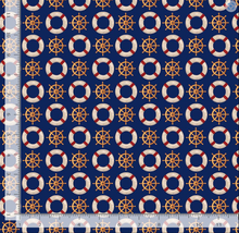 Load image into Gallery viewer, Timeless Treasures - Beacon of Light - Ship Wheel & Life Preserver - 1/2 YARD CUT