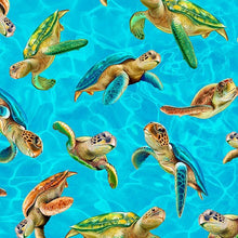 Load image into Gallery viewer, Michael Miller - Sea World - Turtle Recall - Aqua - 1/2 YARD CUT