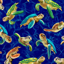 Load image into Gallery viewer, Michael Miller - Sea World - Turtle Recall - Royal Blue - 1/2 YARD CUT