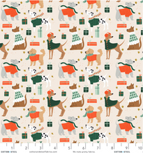 Load image into Gallery viewer, Cotton + Steel Fabrics - Merry Pawmas - Dapper Dogs - Cream Metallic Fabric - 1/2 YARD CUT