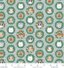 Load image into Gallery viewer, Cotton + Steel Fabrics - Merry Pawmas - Bark and Bough - Sky Metallic Fabric - 1/2 YARD CUT