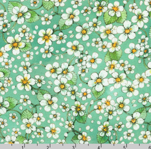 Load image into Gallery viewer, Robert Kaufman - Strawberry Season - Flowers Seafoam - 1/2 YARD CUT