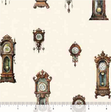 Load image into Gallery viewer, QT Fabrics - Like Clockwork - Grandfather Clocks - 1/2 YARD CUT