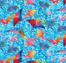 Load image into Gallery viewer, Fabric Traditions - Rainbow Stingrays - 1/2 YARD CUT