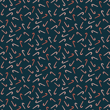 Load image into Gallery viewer, RJR - Christmas Lane - Candy Cane Toss - Navy - 1/2 YARD CUT