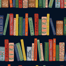 Load image into Gallery viewer, Rifle Paper Co - Cotton Linen Canvas - Curio Book Club Navy - 1/2 YARD CUT
