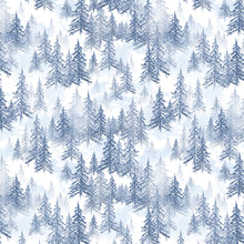Load image into Gallery viewer, Clothworks - Joyful Winter - Digital Forest - Denim - 1/2 YARD CUT