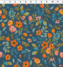Load image into Gallery viewer, Clothworks - Stephanie - Floral Dark Teal - 1/2 YARD CUT
