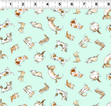 Load image into Gallery viewer, Clothworks - What Friends are For Kittens Lt Turquoise - 1/2 YARD CUT