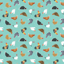 Load image into Gallery viewer, Clothworks - Simple Life - Chickens Mint - 1/2 YARD CUT