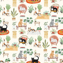 Load image into Gallery viewer, Clothworks - Homebodies - House Cats - Light Cream - 1/2 YARD CUT