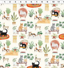 Load image into Gallery viewer, Clothworks - Homebodies - House Cats - Light Cream - 1/2 YARD CUT