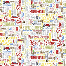 Load image into Gallery viewer, Kanvas - Farm Fresh - Words on White - 1/2 YARD CUT
