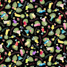 Load image into Gallery viewer, Kanvas - Fun in the Sun - Tropical Drinks Black - 1/2 YARD CUT
