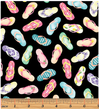 Load image into Gallery viewer, Kanvas - Fun in the Sun - Flip Flop Fun Black - 1/2 YARD CUT