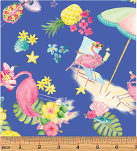 Load image into Gallery viewer, Kanvas - Fun in the Sun - Flamingo Paradise Medium Blue - 1/2 YARD CUT