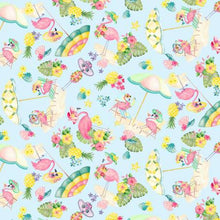 Load image into Gallery viewer, Kanvas - Fun in the Sun - Flamingo Paradise Sky Blue - 1/2 YARD CUT