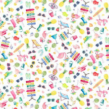 Load image into Gallery viewer, Kanvas - Fun in the Sun - Motifs White - 1/2 YARD CUT