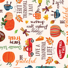 Load image into Gallery viewer, Kanvas - Hayrides & Happiness - Autumn Words Cream - 1/2 YARD CUT