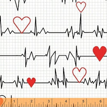 Load image into Gallery viewer, Windham - Calling All Nurses - Heart Beat - White - 1/2 YARD CUT