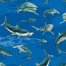 Load image into Gallery viewer, Hoffman - Royal Sharks - 1/2 YARD CUT
