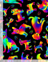 Load image into Gallery viewer, Timeless Treasures - Bright Rainbow Tossed Dogs - 1/2 YARD CUT
