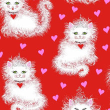Load image into Gallery viewer, Freckle & Lollie - Love Princess Meow Meow Red - 1/2 YARD CUT