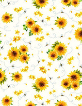 Load image into Gallery viewer, Timeless Treasures - Hello Sunshine - Sunflowers and Bees - 1/2 YARD CUT