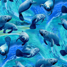 Load image into Gallery viewer, Timeless Treasures - Playful Manatee - 1/2 YARD CUT