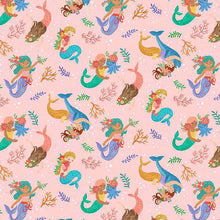 Load image into Gallery viewer, Timeless Treasures - Sea Friends - Pink Mermaid Friends - 1/2 YARD CUT