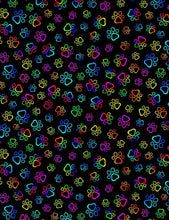 Load image into Gallery viewer, Timeless Treasures - Bright Rainbow Paws - 1/2 YARD CUT