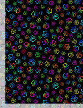 Load image into Gallery viewer, Timeless Treasures - Bright Rainbow Paws - 1/2 YARD CUT
