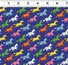 Load image into Gallery viewer, royal galloping unicorns purple whimsical unicorn fabric